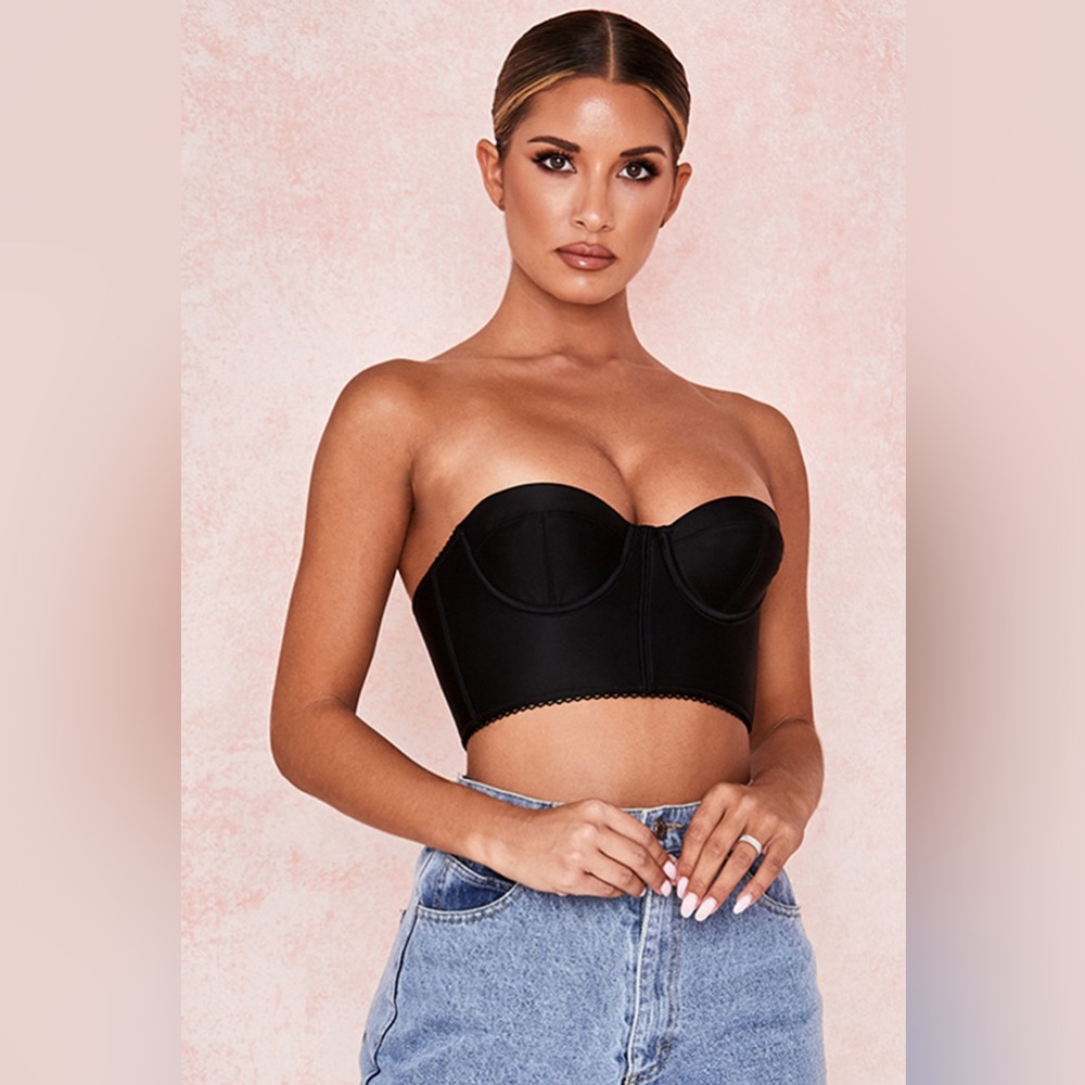 House of CB | NWT katia satin cropped bustier top